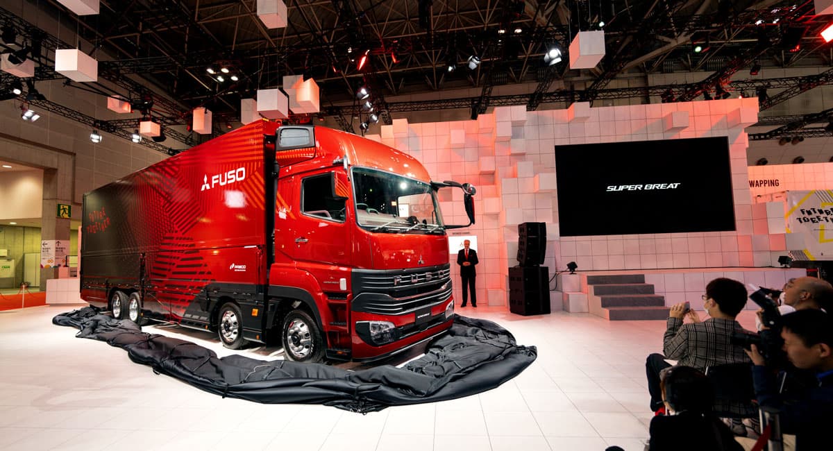 Fuso truck lineup at exhibition